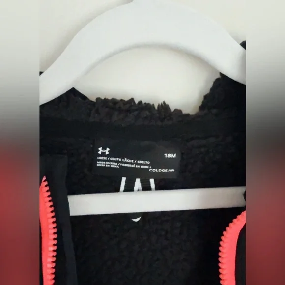 Toddler Under Armour Black Jacket with Neon Pink Details - Picture 3 of 4